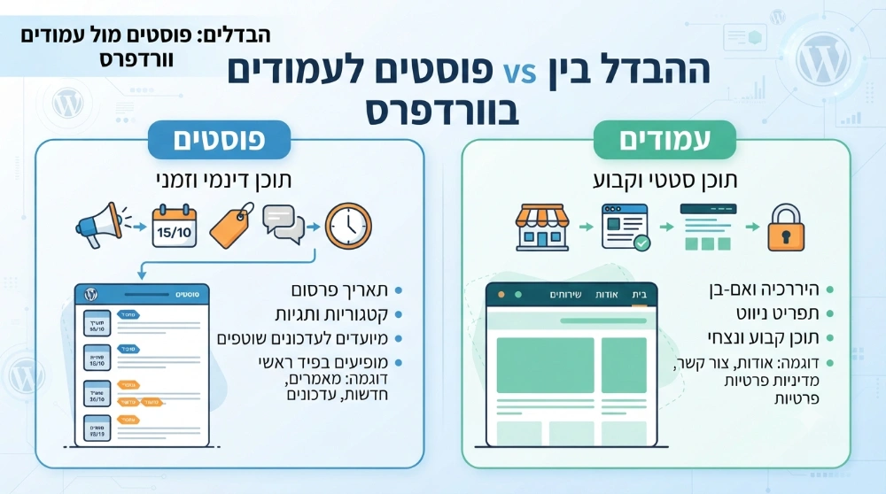 אינפוגרפיקה: ההבדל בין פוסטים לעמודים בוורדפרס