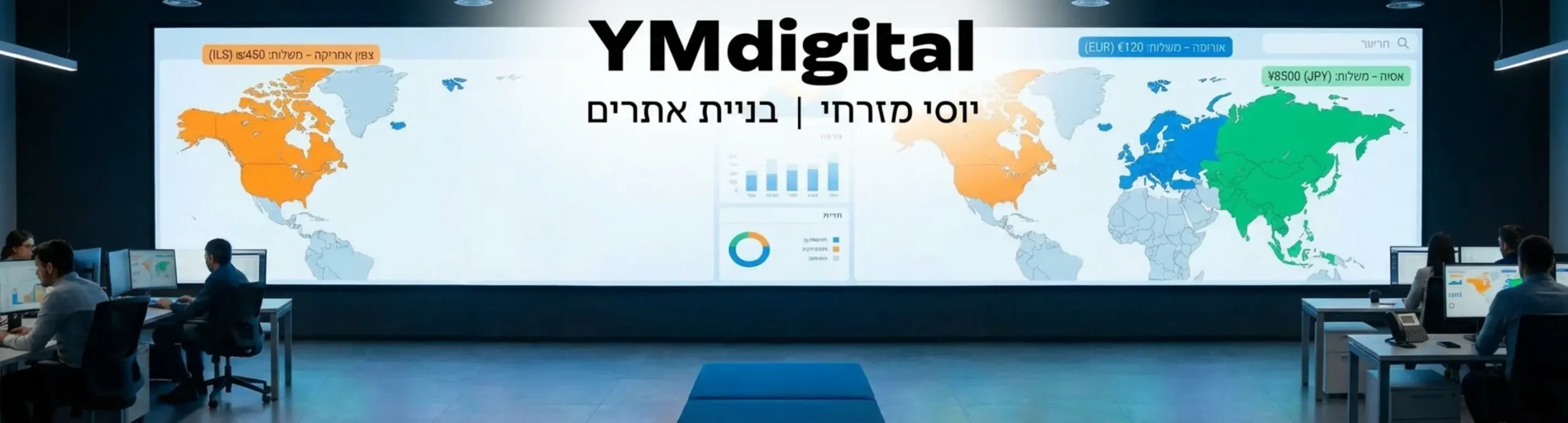 מפת עולם אינטראקטיבית המדגימה חלוקה לאזורי שילוח שונים צפון אמריקה אירופה ואסיה כאשר לכל אזור מוצמדת תווית מחיר משלוח שונה ומטבע מקומי תואם